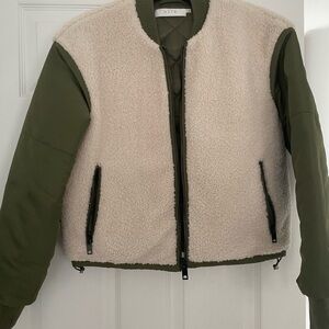 ASTR Sherpa Two-Tone Olive and Cream Jacket